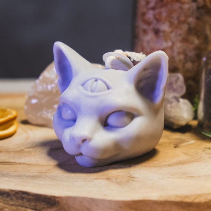 Bougie Chat à Trois Yeux – Gardien des Mystères